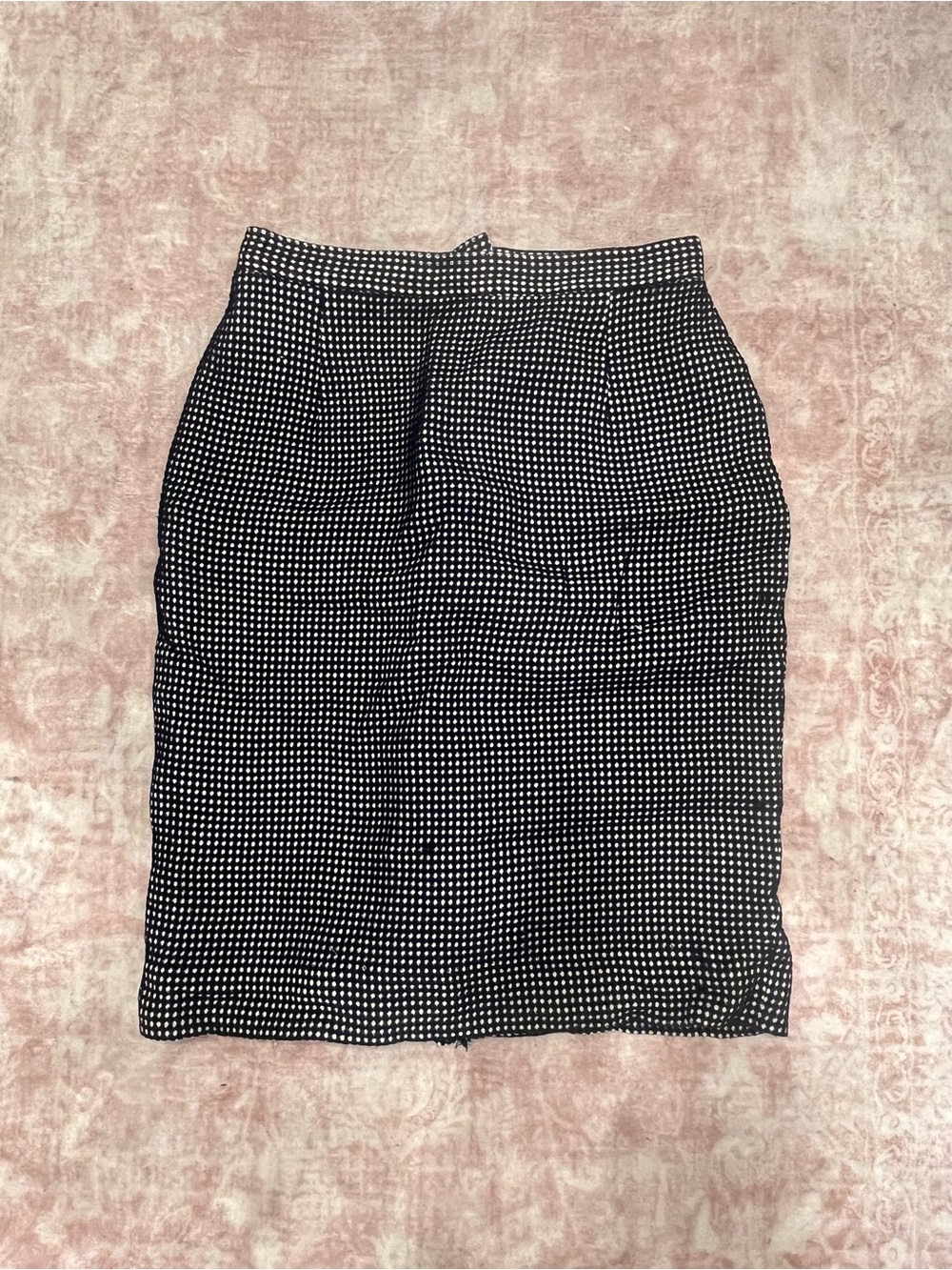 Valentino Black and White Micro-Check Pencil Skirt